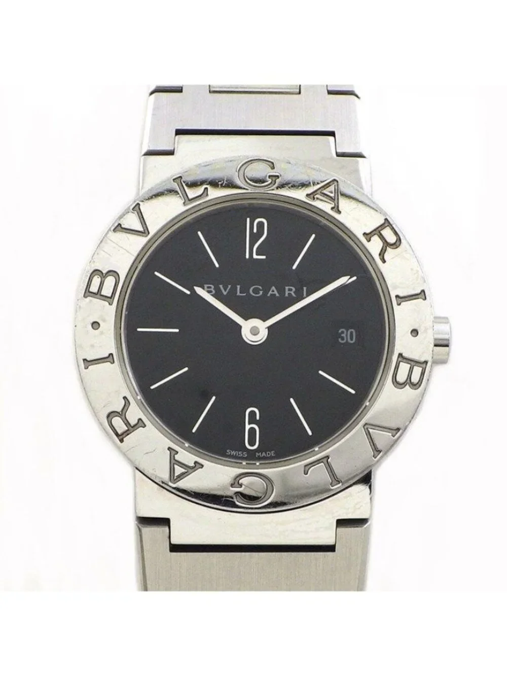 Bvlgari Watch Black Dial Date SS Quartz Analog